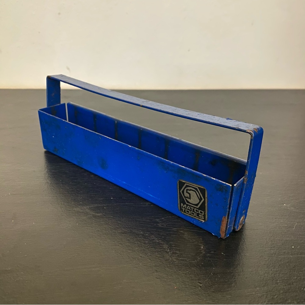Matco Tools Vintage Blue Metal Socket Set Holder Case Organizer Tray